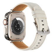 Plain Genuine Leather Watch Band For Apple Watch 46mm / 49mm / 45mm / 44mm(White)