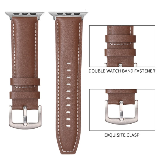 Plain Genuine Leather Watch Band For Apple Watch 46mm / 49mm / 45mm / 44mm(White)