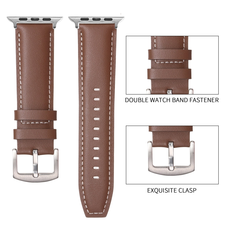 Plain Genuine Leather Watch Band For Apple Watch 46mm / 49mm / 45mm / 44mm(White)