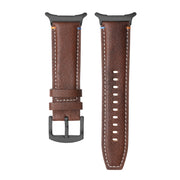For Samsung Galaxy Watch Ultra 47mm Stitched Black Buckle Genuine Leather Watch Band(Pull Up Leather Coffee)
