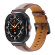 For Samsung Galaxy Watch Ultra 47mm Stitched Black Buckle Genuine Leather Watch Band(Pull Up Leather Brown) - Watch Bands by PMC TechLife | Online Shopping South Africa | PMC TechLife | Buy Now Pay Later Mobicred