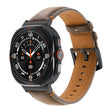 For Samsung Galaxy Watch Ultra 47mm Stitched Black Buckle Genuine Leather Watch Band(Frosted Olive) - Watch Bands by PMC TechLife | Online Shopping South Africa | PMC TechLife | Buy Now Pay Later Mobicred