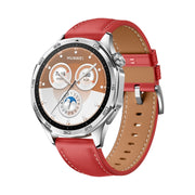 For Huawei Watch GT 5 46mm Silver Buckle Genuine Leather Watch Band(Red)