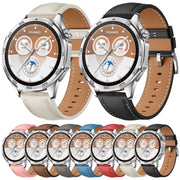 For Huawei Watch GT 5 Pro 46mm Silver Buckle Genuine Leather Watch Band(Black)