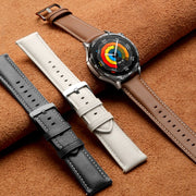 For Huawei Watch GT 5 Pro 46mm Silver Buckle Genuine Leather Watch Band(Black)
