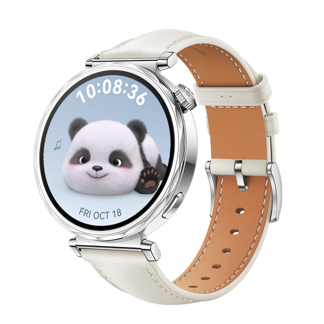 For Huawei Watch GT 5 41mm Women Silver Buckle Genuine Leather Watch Band(Creamy White)