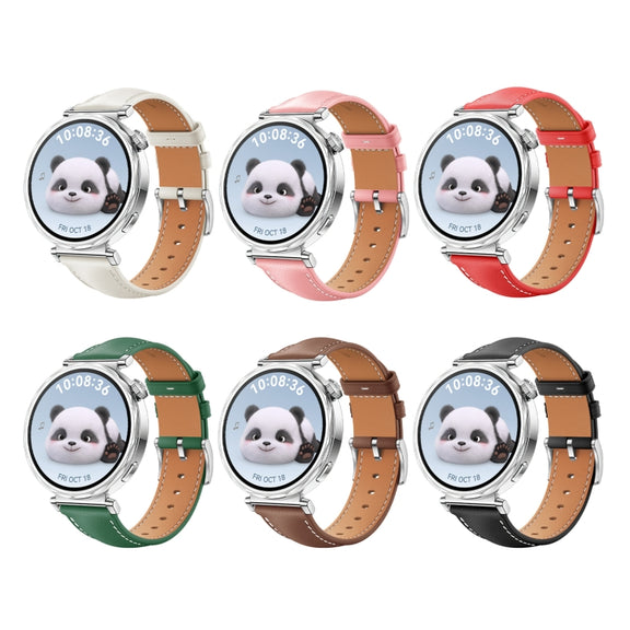 For Huawei Watch GT 5 41mm Women Silver Buckle Genuine Leather Watch Band(Pink)