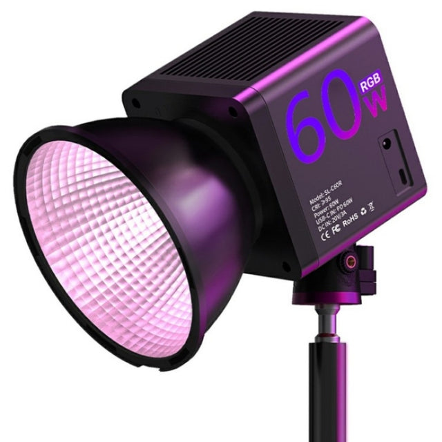 C60R 60W RGB Stage Lamp Professional Video Photography COB Fill Light With 8 Batteries, Plug:EU Plug