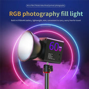 C60R 60W RGB Stage Lamp Professional Video Photography COB Fill Light With 8 Batteries, Plug:US Plug