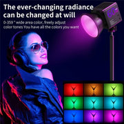 C60R 60W RGB Stage Lamp Professional Video Photography COB Fill Light With 8 Batteries, Plug:US Plug