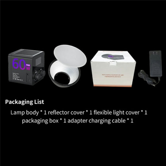 C60R 60W RGB Stage Lamp Professional Video Photography COB Fill Light With 8 Batteries, Plug:US Plug