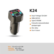 K24 Dual Ports Car Charging Adapter Car Charger PD 30W QC 3.0 Super Charger