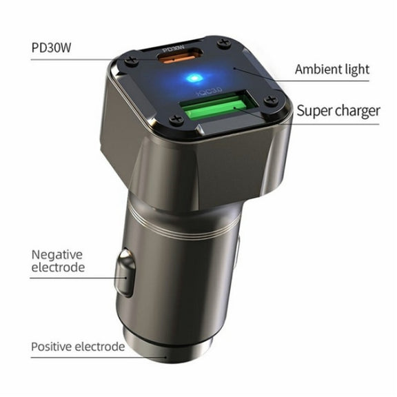 K25 Fast Charging Metal Window Breaker Car Charger Adapter PD 30W Super Charger