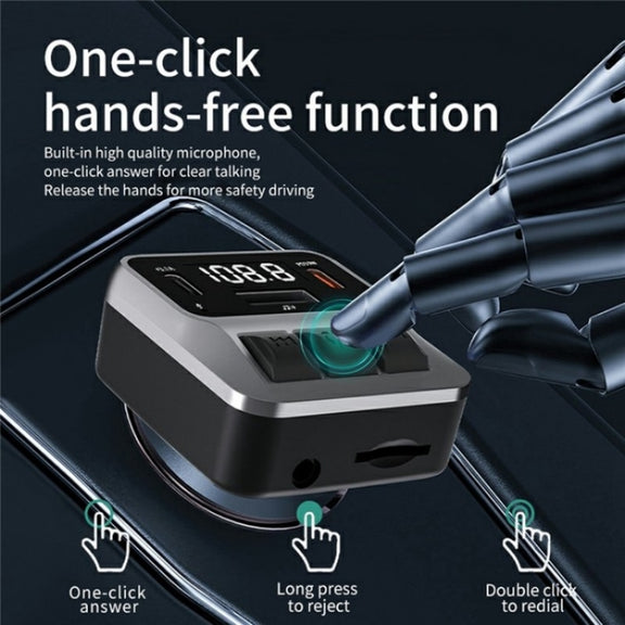 C65 Dual Type-C Port PD 30W Fast Charging Adapter Car Bluetooth FM Transmitter