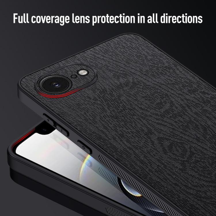 For iPhone 16e Tree Bark Leather Shockproof Phone Case(Grey)