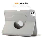 For iPad Pro 11 2024 ENKAY 360 Rotation TPU Leather Smart Tablet Case with Pen Slot(Grey)