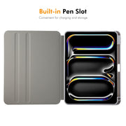 For iPad Pro 11 2024 ENKAY 360 Rotation TPU Leather Smart Tablet Case with Pen Slot(Grey)
