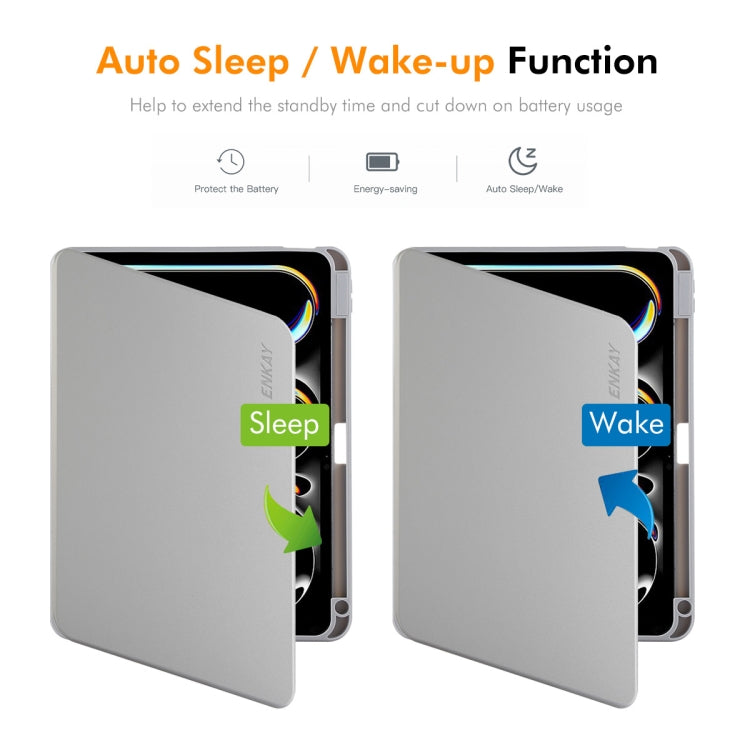 For iPad Pro 13 2024 ENKAY 360 Rotation TPU Leather Smart Tablet Case with Pen Slot(Light Blue) - free shipping - PMc TechLife - Order now!