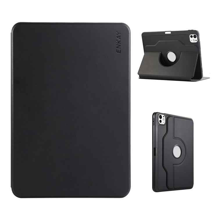 For iPad Pro 12.9 2022/ Air 13 2025 / 2024 ENKAY 360 Rotation TPU Leather Smart Tablet Case with Pen Slot(Black) - free shipping - PMc TechLife - Order now!
