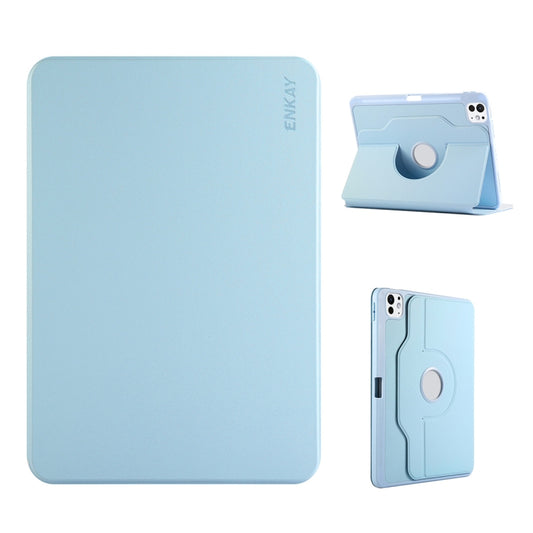 For iPad Pro 12.9 2022/ Air 13 2025 / 2024 ENKAY 360 Rotation TPU Leather Smart Tablet Case with Pen Slot(Light Blue) - free shipping - PMC Jewellery - Order now!