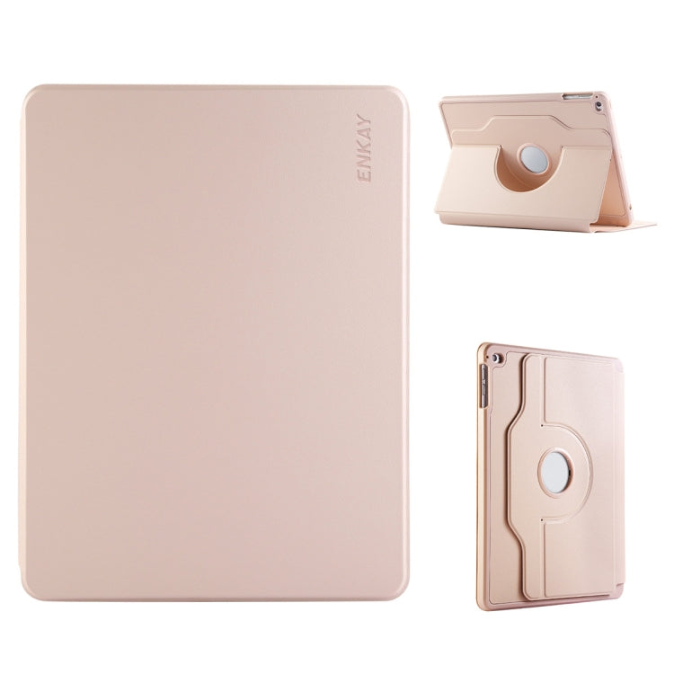 For iPad Air / Air 2 / 9.7 2017 / 2018 ENKAY 360 Rotation TPU Leather Smart Tablet Case with Pen Slot(Pink) - free shipping - PMc TechLife - Order now!
