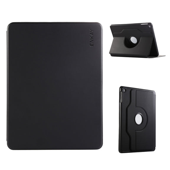 For iPad Air / Air 2 / 9.7 2017 / 2018 ENKAY 360 Rotation TPU Leather Smart Tablet Case with Pen Slot(Black)