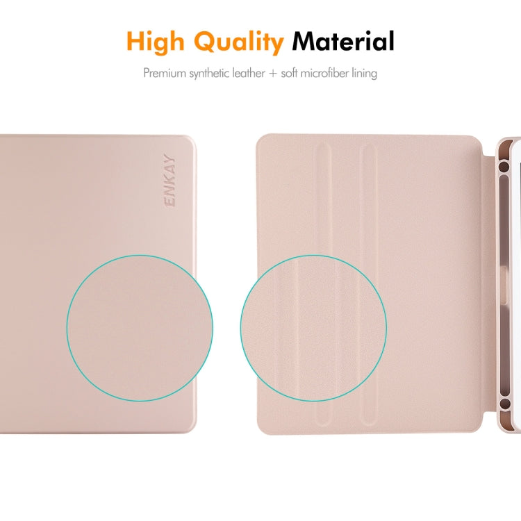 For iPad Air / Air 2 / 9.7 2017 / 2018 ENKAY 360 Rotation TPU Leather Smart Tablet Case with Pen Slot(Grey)