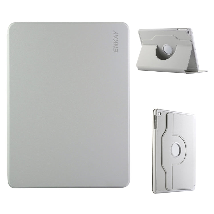 For iPad Air / Air 2 / 9.7 2017 / 2018 ENKAY 360 Rotation TPU Leather Smart Tablet Case with Pen Slot(Grey) - free shipping - PMc TechLife - Order now!