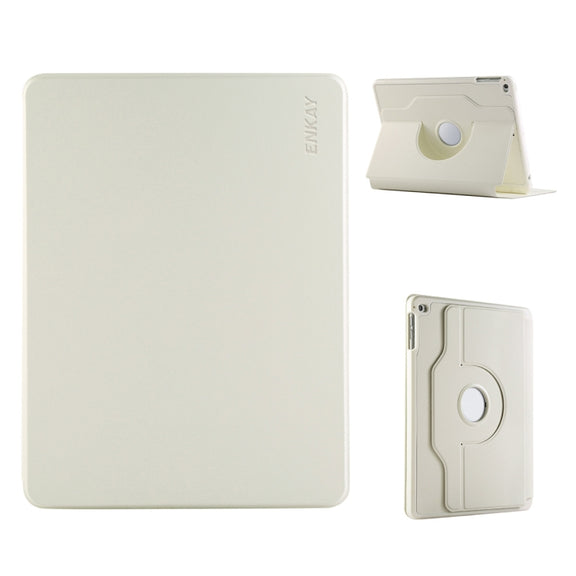 For iPad Air / Air 2 / 9.7 2017 / 2018 ENKAY 360 Rotation TPU Leather Smart Tablet Case with Pen Slot(Beige)
