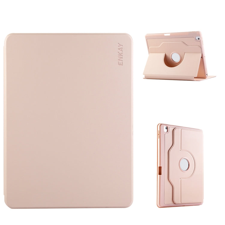 For iPad Air 10.5 / Pro 10.5 / 10.2 ENKAY 360 Rotation TPU Leather Smart Tablet Case with Pen Slot(Pink) - free shipping - PMC Jewellery - Order now!