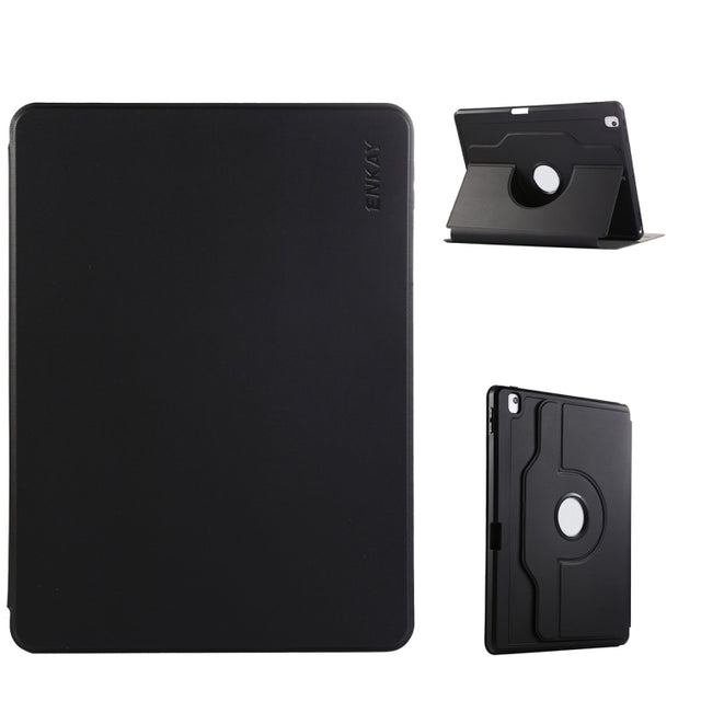 For iPad Air 10.5 / Pro 10.5 / 10.2 ENKAY 360 Rotation TPU Leather Smart Tablet Case with Pen Slot(Black)