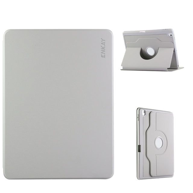 For iPad Air 10.5 / Pro 10.5 / 10.2 ENKAY 360 Rotation TPU Leather Smart Tablet Case with Pen Slot(Grey)