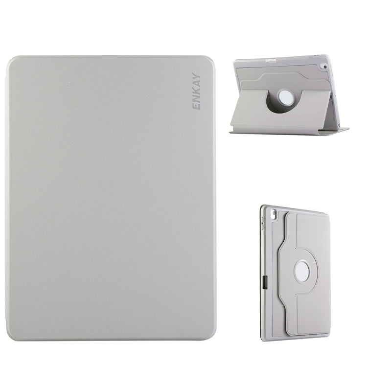 For iPad Air 10.5 / Pro 10.5 / 10.2 ENKAY 360 Rotation TPU Leather Smart Tablet Case with Pen Slot(Grey) - free shipping - PMc TechLife - Order now!