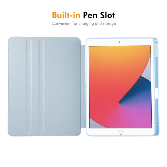 For iPad Air 10.5 / Pro 10.5 / 10.2 ENKAY 360 Rotation TPU Leather Smart Tablet Case with Pen Slot(Light Blue)