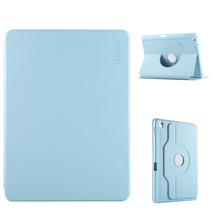 For iPad Air 10.5 / Pro 10.5 / 10.2 ENKAY 360 Rotation TPU Leather Smart Tablet Case with Pen Slot(Light Blue) - free shipping - PMc TechLife - Order now!