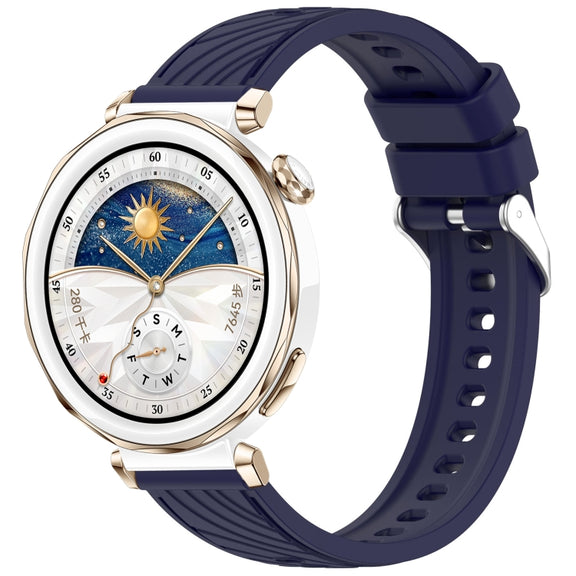 For Huawei Watch GT 5 Pro 42mm Line Texture Quick Release Silicone Watch Band(Original Blue)
