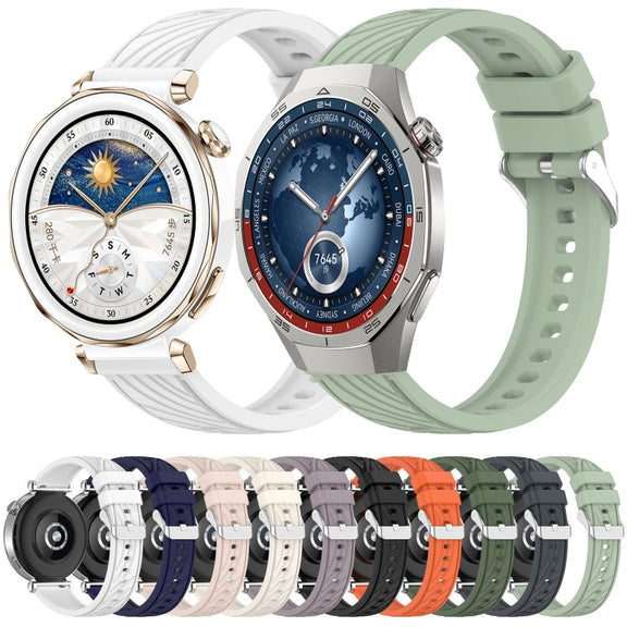For Huawei Watch GT 5 Pro 42mm Line Texture Quick Release Silicone Watch Band(Original Blue)