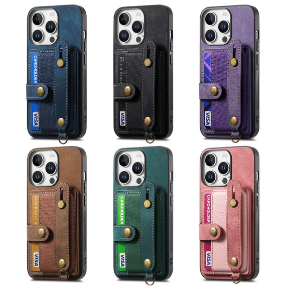 For iPhone 16e Retro Cross Wristband Wallet Leather Back Phone Case(Pink)