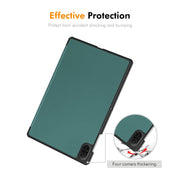 For Honor Pad X8a 11 ENKAY Tri-fold Custer Texture Leather Protective Tablet Case(Dark Green)