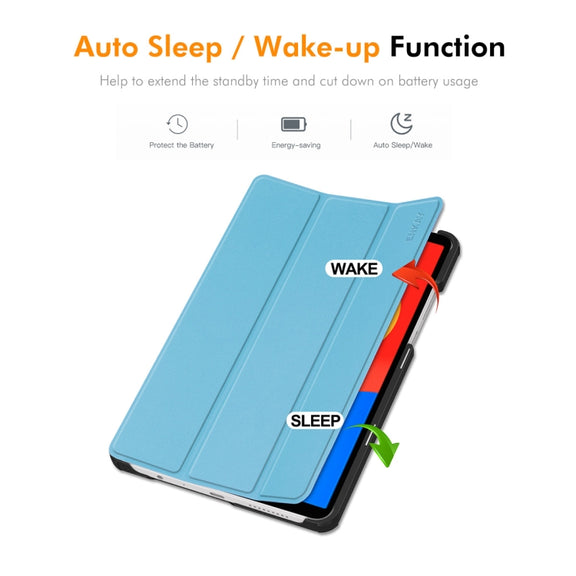 For Redmi Pad SE 4G 8.7 ENKAY Tri-fold Custer Texture Leather Smart Tablet Case(Dark Blue)