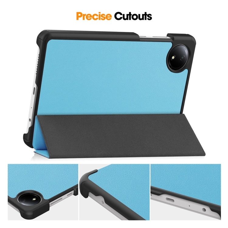 For Redmi Pad SE 4G 8.7 ENKAY Tri-fold Custer Texture Leather Smart Tablet Case(Dark Blue)