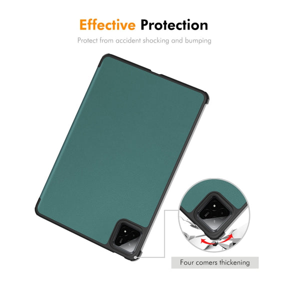 For Xiaomi Pad 7 / 7 Pro 11.2 ENKAY Tri-fold Custer Texture Leather Smart Tablet Case(Black)