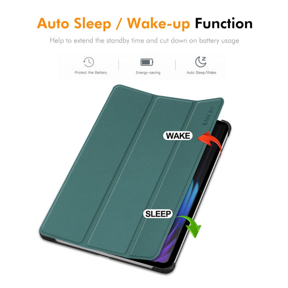 For Xiaomi Pad 7 / 7 Pro 11.2 ENKAY Tri-fold Custer Texture Leather Smart Tablet Case(Dark Green)