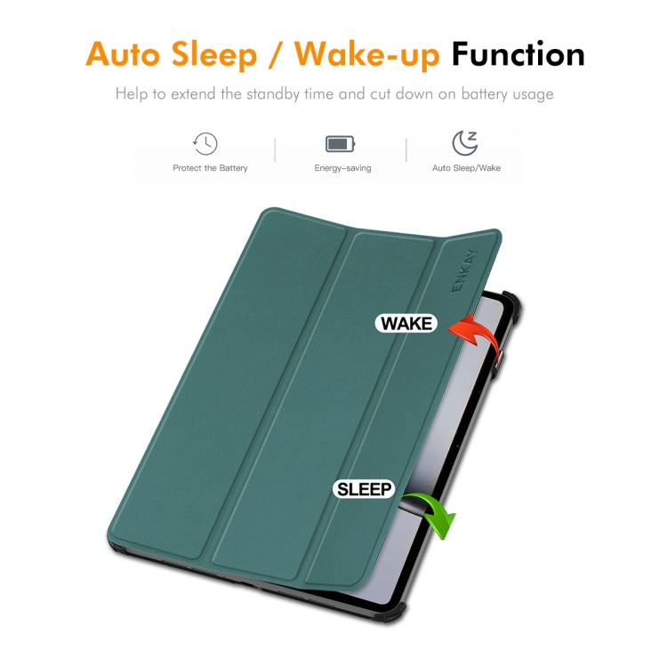 For OnePlus Pad 2 / Pad Pro 12.1 ENKAY Tri-fold Custer Texture Platic Leather Smart Tablet Case(Dark Blue) - free shipping - PMC TechLife - Order now!