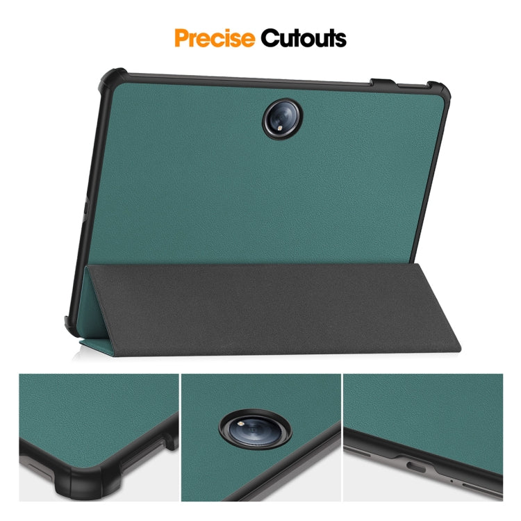 For OnePlus Pad 2 / Pad Pro 12.1 ENKAY Tri-fold Custer Texture Platic Leather Smart Tablet Case(Dark Green) - free shipping - PMC TechLife - Order now!