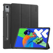 For Lenovo Xiaoxin Pad Pro 12.7 2025 ENKAY Tri-fold Custer Texture Platic Leather Smart Tablet Case(Black)