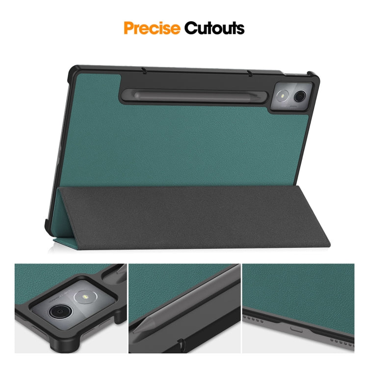 For Lenovo Xiaoxin Pad Pro 12.7 2025 ENKAY Tri-fold Custer Texture Platic Leather Smart Tablet Case(Black)