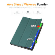 For Lenovo Xiaoxin Pad Pro 12.7 2025 ENKAY Tri-fold Custer Texture Platic Leather Smart Tablet Case(Dark Green)