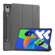 For Lenovo Xiaoxin Pad Pro 12.7 2025 ENKAY Tri-fold Custer Texture Platic Leather Smart Tablet Case(Grey) - free shipping - PMC TechLife - Order now!