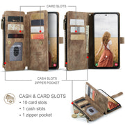 For Samsung Galaxy S24 FE 5G CaseMe C30 Card Slots Zipper Wallet Leather Phone Case(Brown)